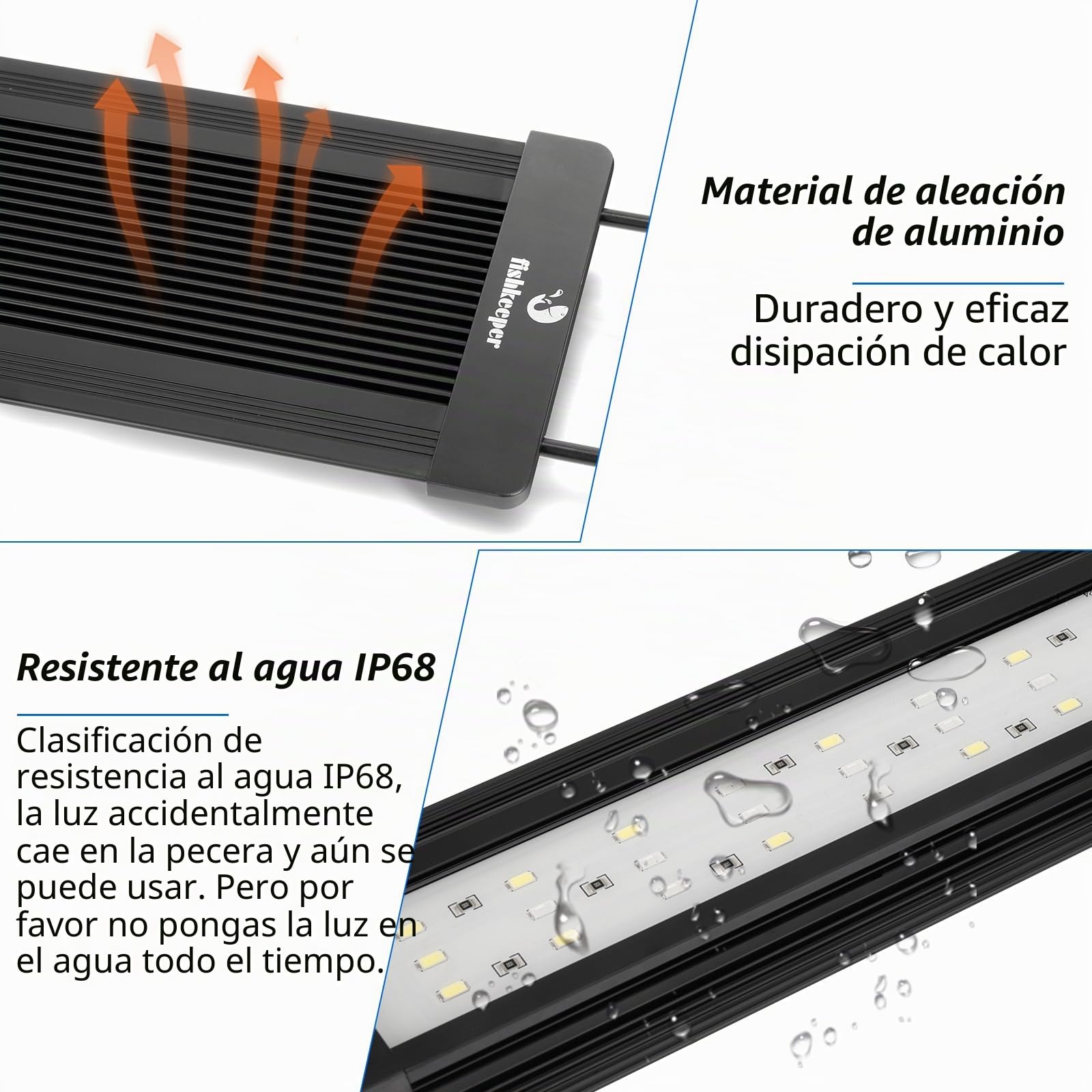 Iluminación de acuario, iluminación LED de espectro completo de acuario, 10 niveles de brillo ajustables, 22 W 24/7 modo de iluminación para cualquier clima, con soporte retráctil para acuarios de