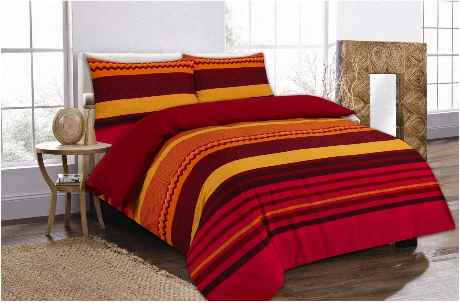 GoldStar® Benjamin Stripes Orange Single Duvet Cover Printed Quilt Cover Bedding Set With Pillow Case