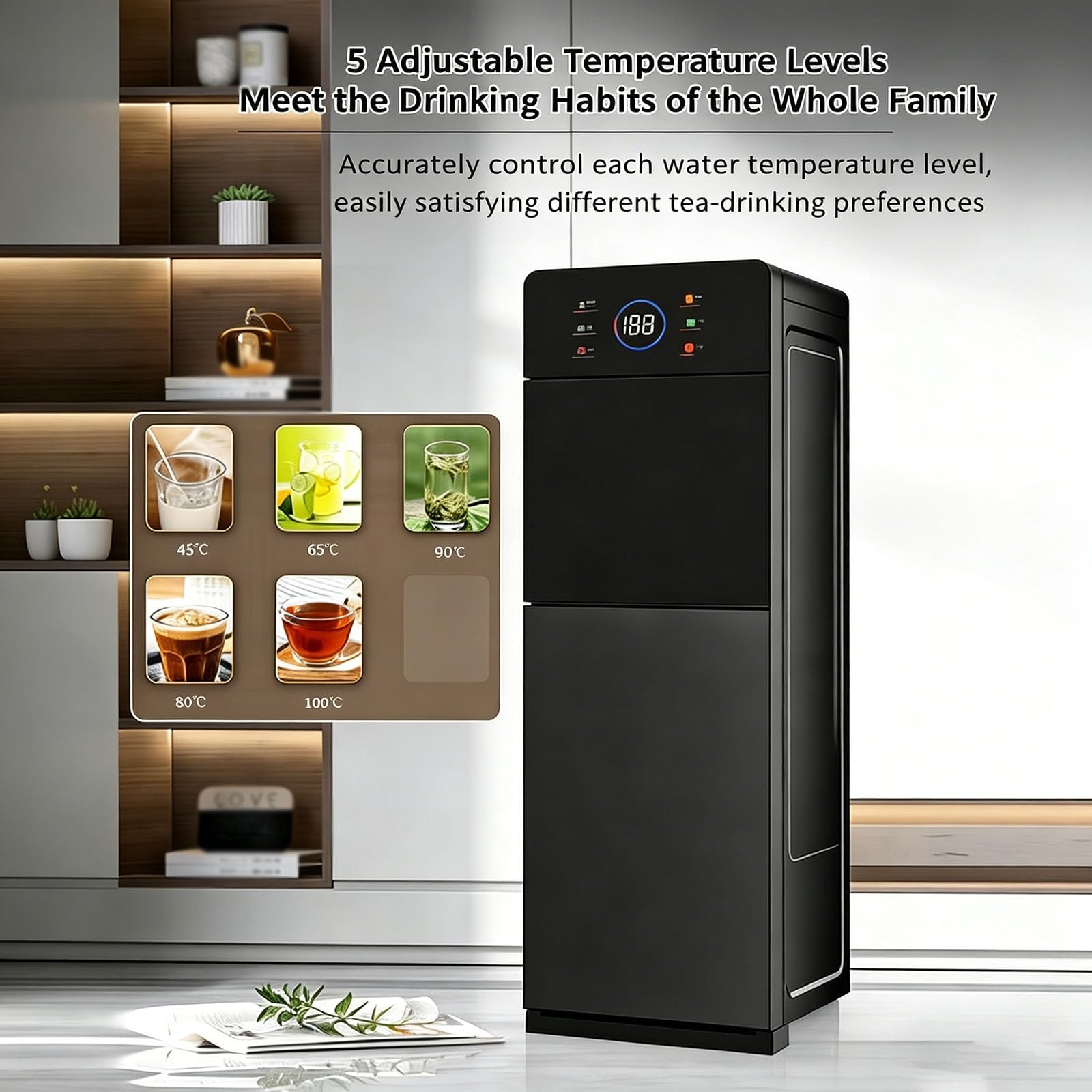 Fuente De Agua De Pie Negro,dispensador De Agua Fría Y Caliente
