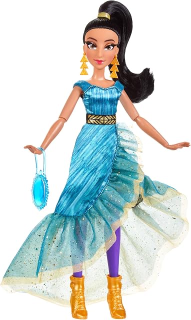 Disney Princess Style Series Jasmine Fashion Doll, Contemporary Style Full-Length Dress, Earrings, Purse and Shoes, Toy for Girls 6 and Up