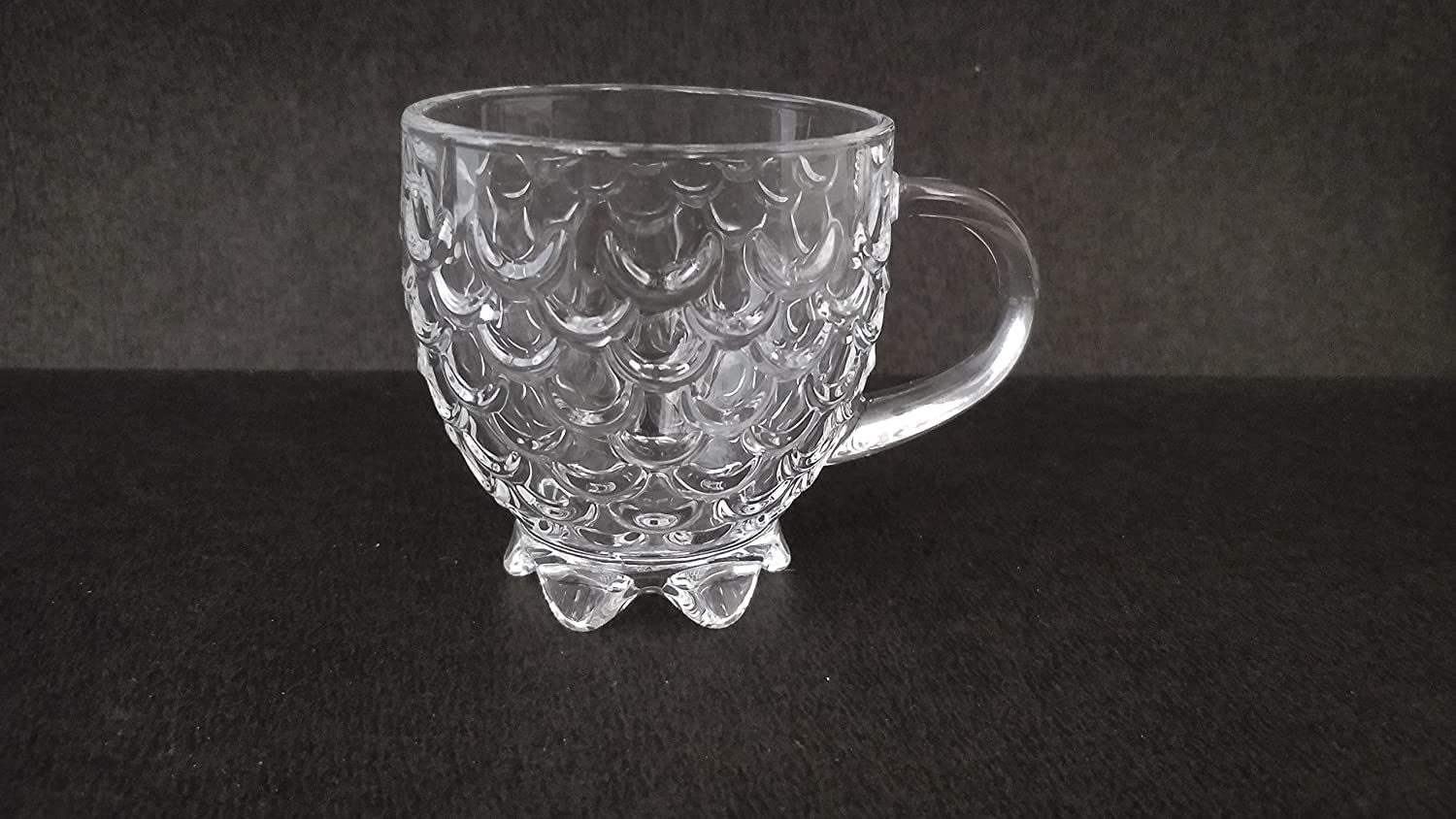 HOMEDRIP Crystal Clear Fish Tail Shaped Glass Tea Cup with Solid Handle Set for Tea, Coffee and Hot/Cold Drinks, Cappuccino hot Chocolate Green Tea, Milk, Transparent for Coffee Mug Set