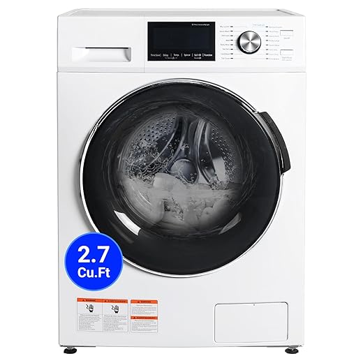 2.7 Cu.Ft Compact Front load Washing Machine, 25" Laundry Washer for Apartment Family Daily Use, Steam, 16 Washing Cycles, 120V, White