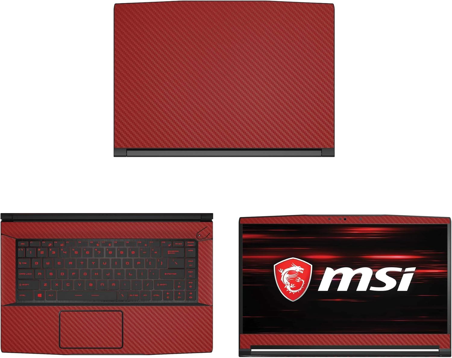 Decalrus - Protective Decal for MSI GF63 (15.6" Screen) Laptop RED Carbon Fiber Skin case Cover wrap CFmsiGF63Red