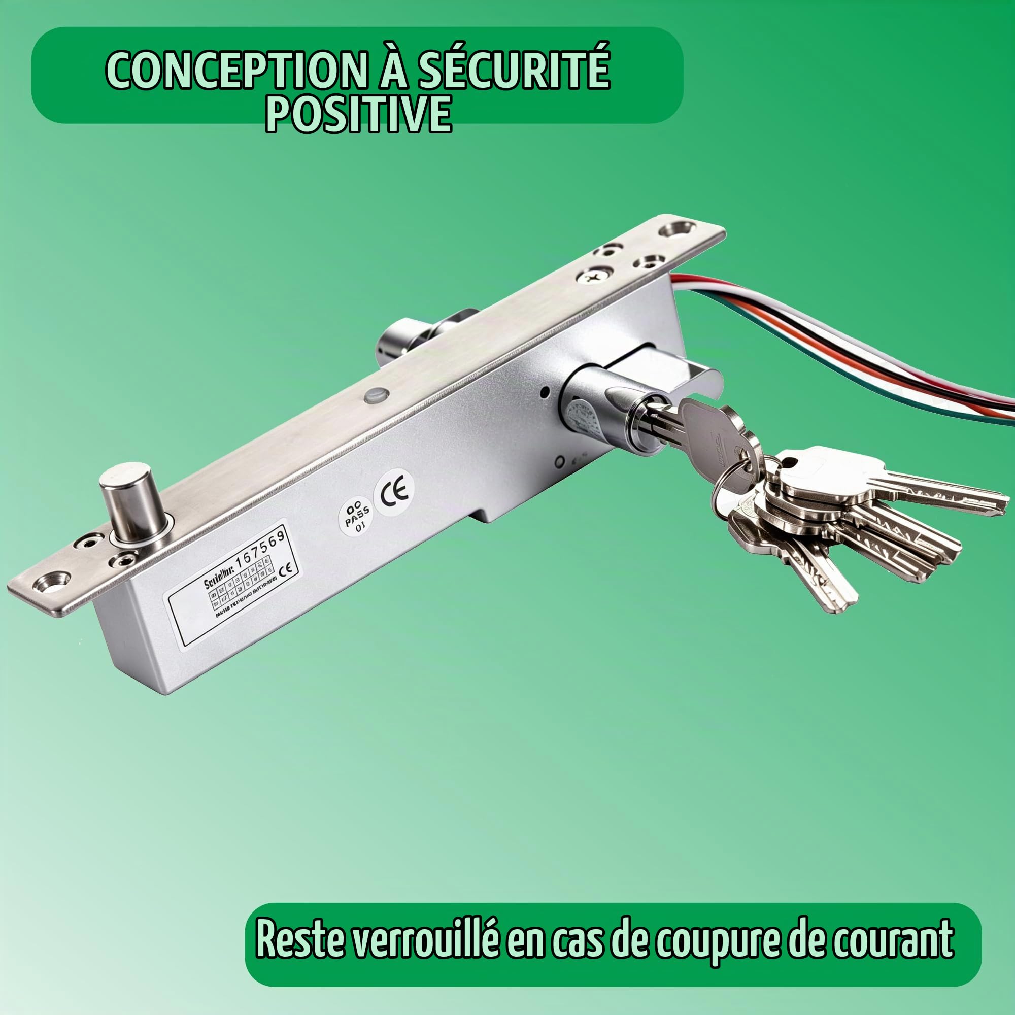 UHPPOTE Cylindre de Serrure Fail Secure NO Verrou Electrique Solide Ouvert par la Clé Cylindre Ouvert Manuellement