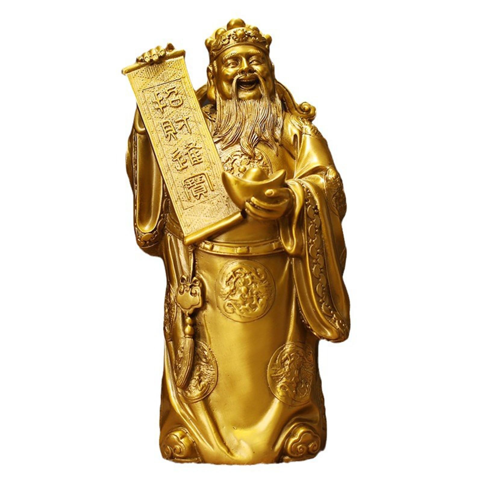 Hhhxkkuu Brass Caishen God of Wealth Statue Chinese Feng Shui Figurine