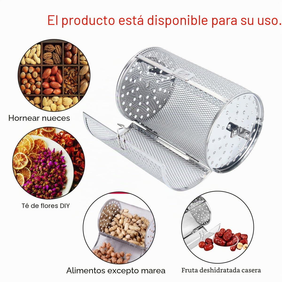 Kitchn Exus Parrilla Horno Asador Barbacoa Cesto Bakeware BBQ Tumbler de Aire Caliente 22x12 cm Acero Inoxidable Plata