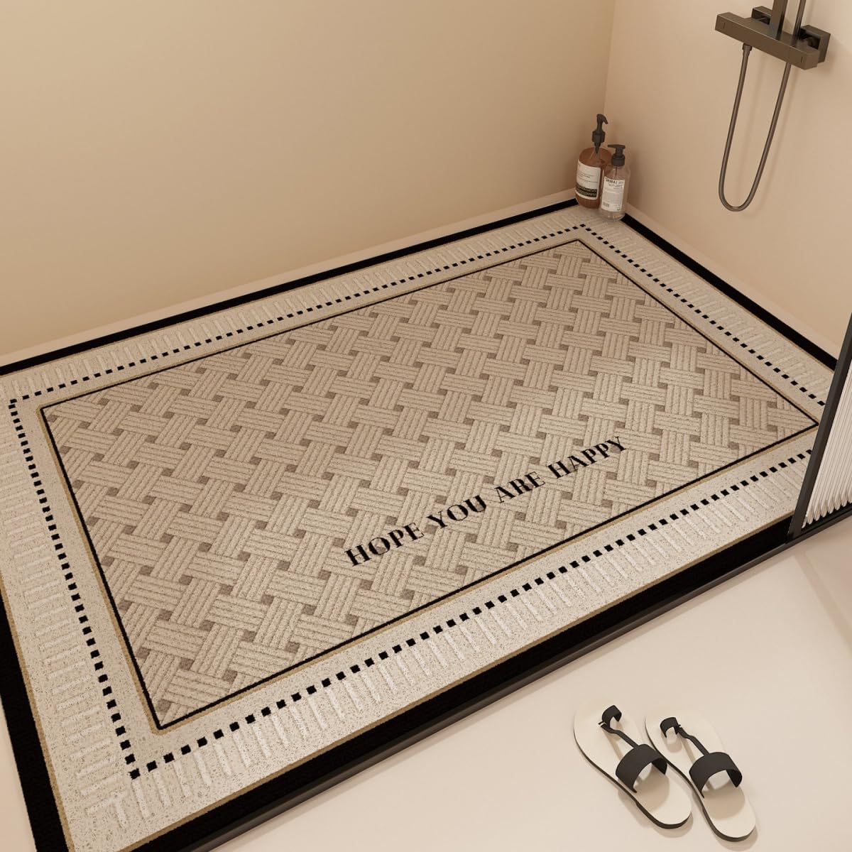 Alfombrilla antideslizante para ducha con drenaje rápido de PVC