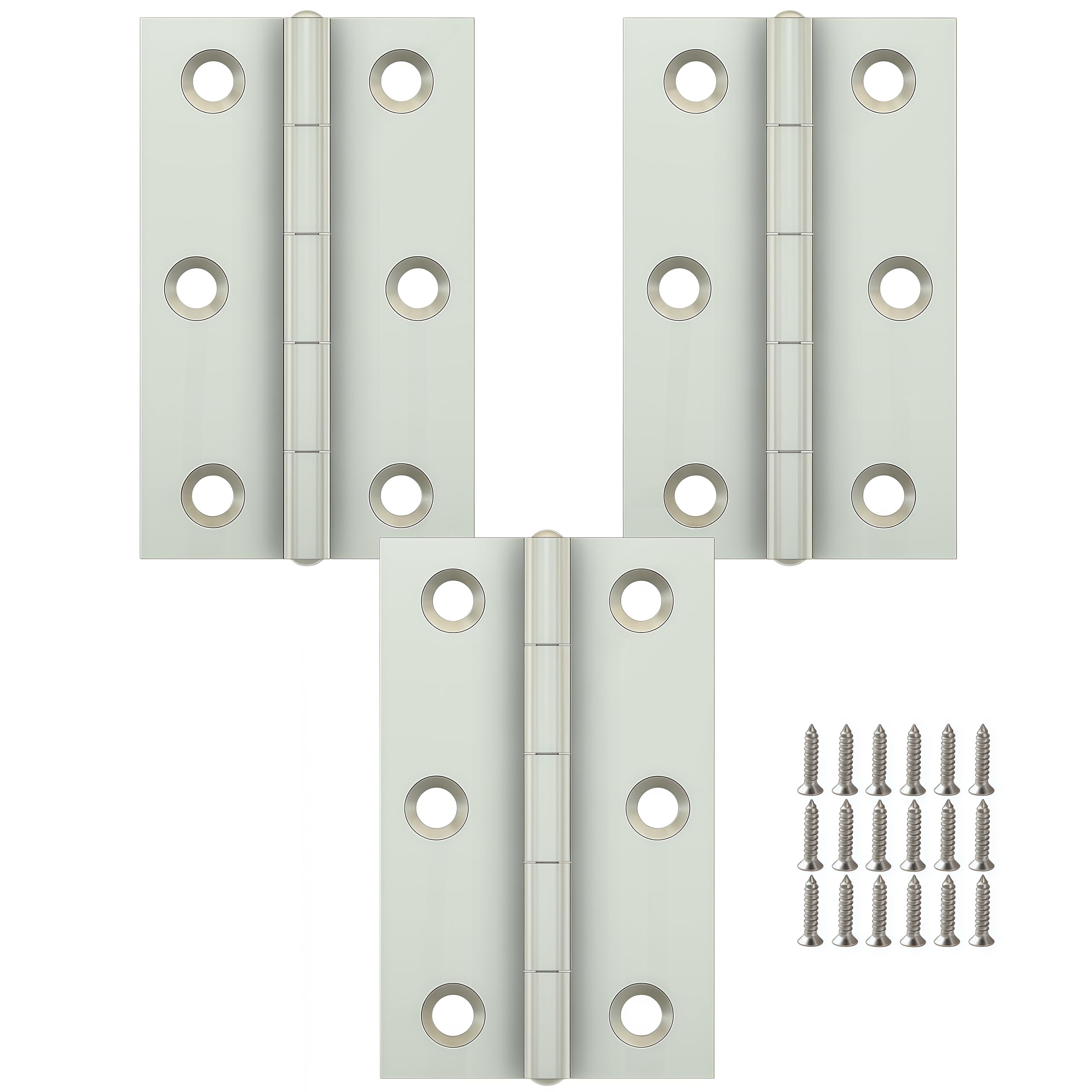 Vbnexyr Regular 3 Pack Stainless Steel Folding Hinges For Cabinets Casement Hinges And Door/Window Hardware With Screws 68 * 42 * 1.5Mm