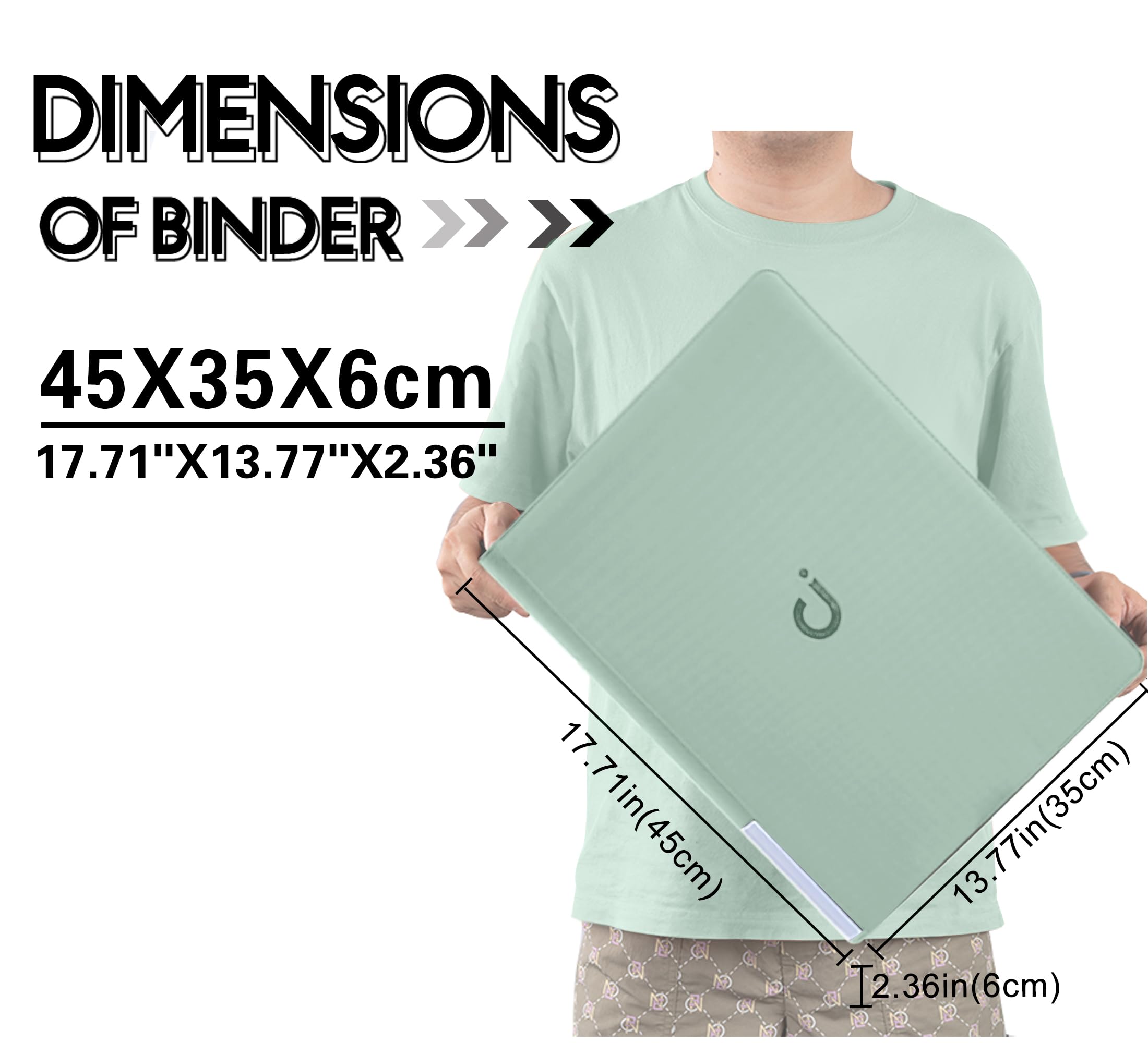 D DACCKIT Carpeta de tarjetas de 16 bolsillos, se adapta a 1024 tarjetas, álbum de tarjetas sin anillo de 4 x 4 con fundas para tarjetas coleccionables y tarjetas deportivas (modelo A, verde Asakusa)