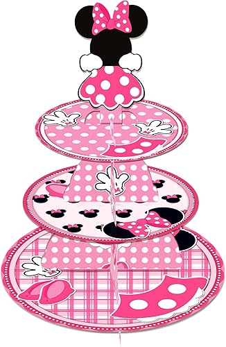 Miniatura 10 de Soporte grande de 3 niveles para cupcakes de Mickey Minnie de 12 pulgadas, bandeja de cartón para magdalenas para boda, cumpleaños, baby shower,