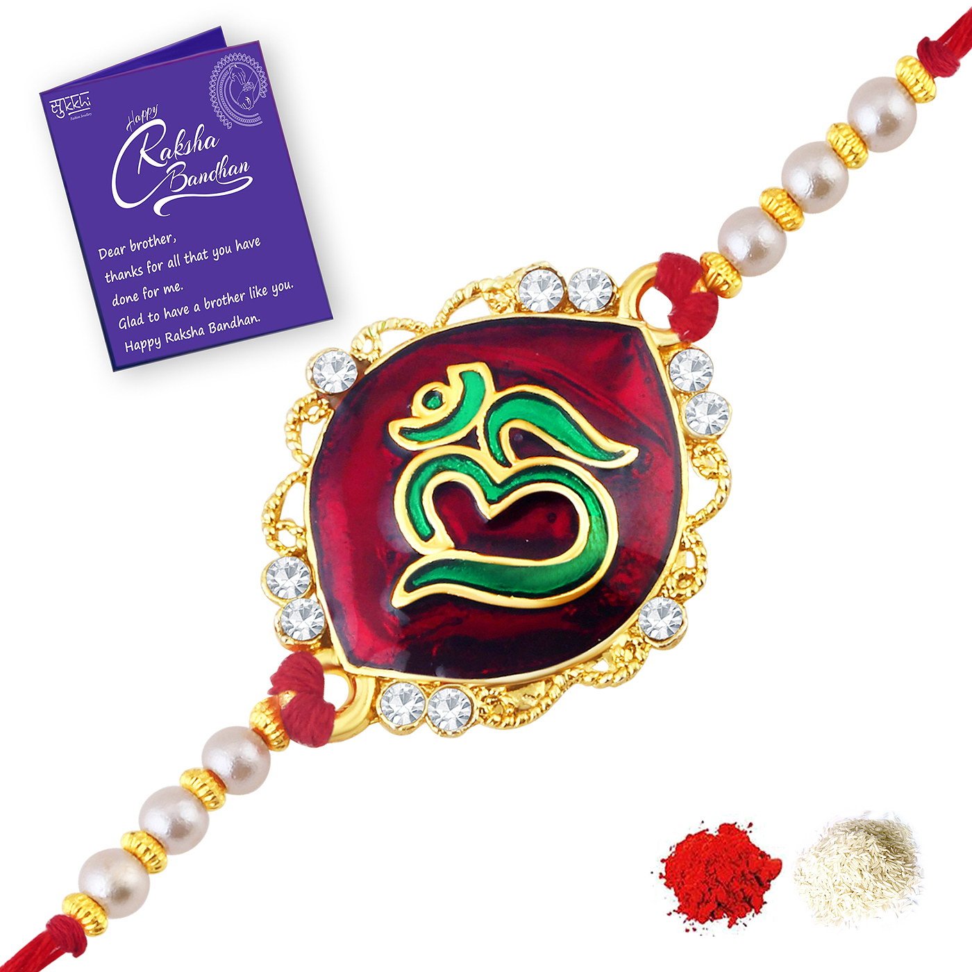 Sukkhi Rakhi Infinity Kundan Designer Gold Plated Premium Rakhi for Brother With Roli Chawal & Greeting Card | Rakhi for Bhaiya | Rakhi for MEN | Kundan Rakhi | (RAK73442) (B0CD86P8WW) Amazon Price History, Amazon Price Tracker