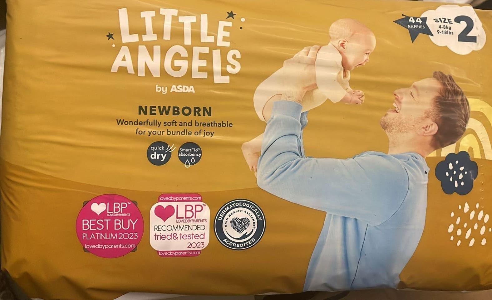 T Little Angels Newborn Nappies Size 2 (4-8kg, 9-18lbs) (44 Nappies)
