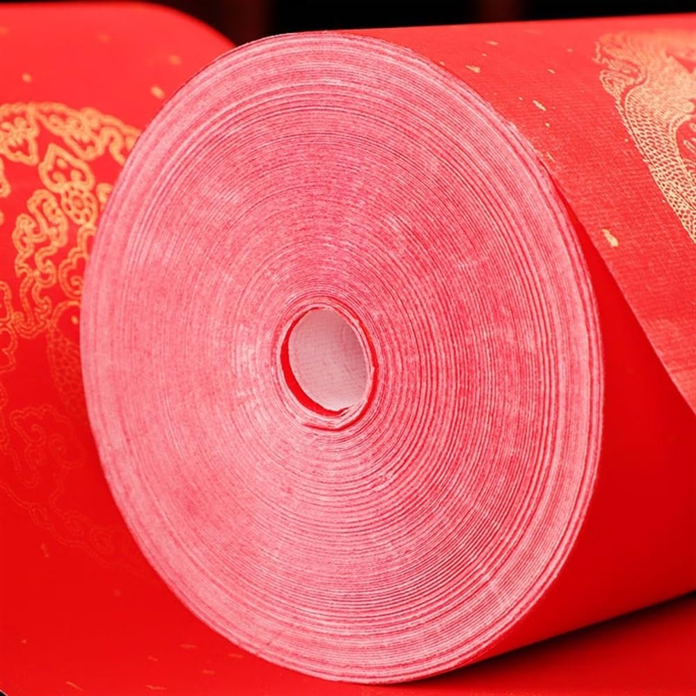 Carta Di Riso Rossa Cinese - Rotolo Per Calligrafia E Decorazioni Festival - Foto 14