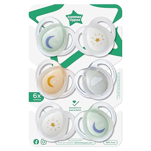 Miniatura 9 de Tommee Tippee Chupete nocturno, de 0 a 6 meses, bolsa de silicona simétrica, sin BPA, tecnología que brilla en la oscuridad, pasteles azules,