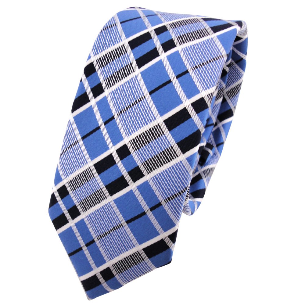 TigerTie Designer Cravatta in seta - blu argento nero Paisley