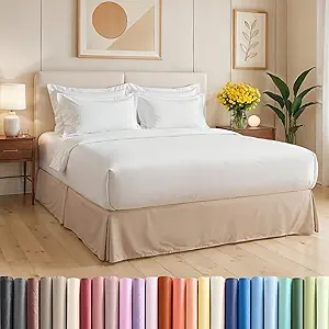 Pleated Bed Skirt Full Size - 3 Sided Pleated Bed Skirt Full - Ultra-Soft, Easy Fit with 12 Inch Tailored Drop - Hotel Quality, Wrinkle Free & Fade Resistant - for Women, Men, Kids and Teens - Cream