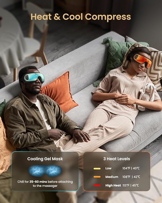 RENPHO Eye Massager with Heat and Cooling Voice Control, Birthday Gifts for Women Men, FSA Eligible HSA, Massaging Eye Mask for Dry Eyes Head Tension and Stress Relief - Eyeris 3