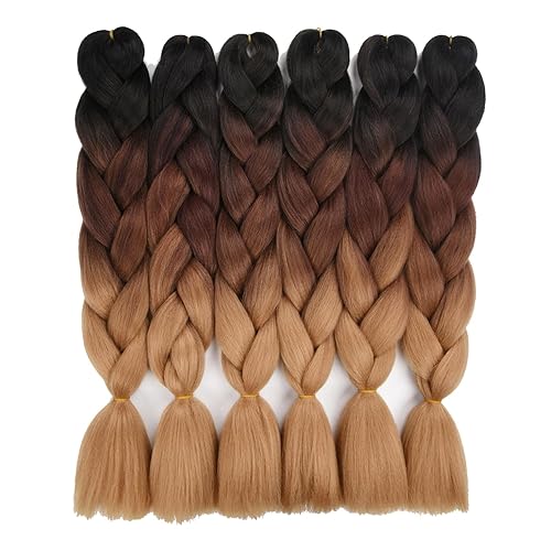 Miniatura 9 de Paquete de 3 extensiones de cabello trenzado de colores de 24 pulgadas, extensiones de cabello sintético para trenzas, color rosa, rojo, rosa,