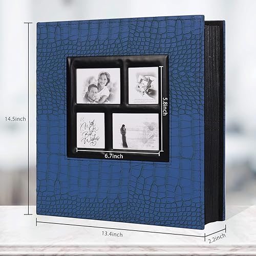 Miniatura 2 de RECUTMS - Álbum de fotos con 600 bolsillos, de piel cosida color negro, de tapa dura, con marcos para fotos de 4 x 6, regalo de bodas y día de San