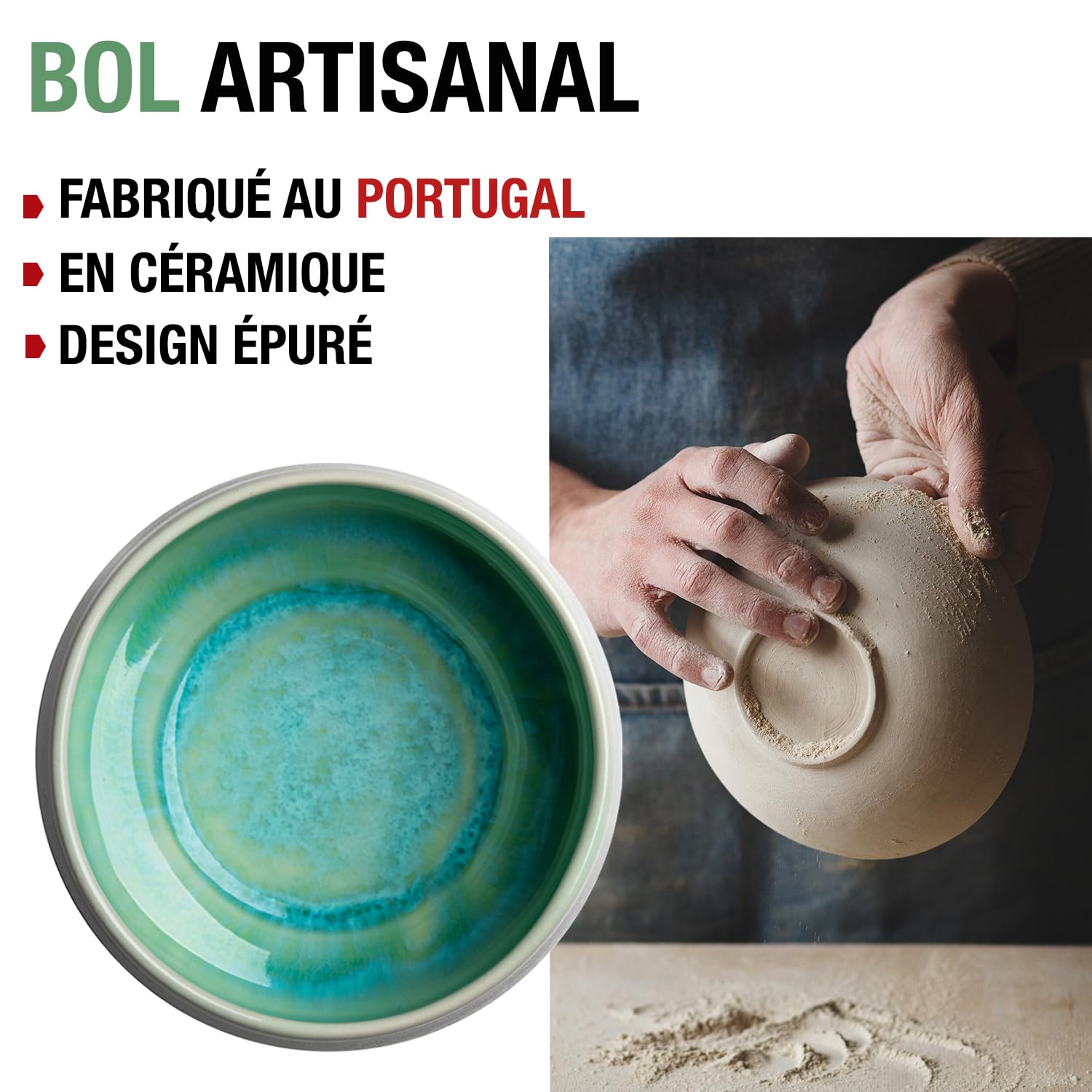 ORIGEENS Kit Matcha Complet JADE - Conditionné en France - Matcha Kit avec Bol Matcha Artisanal (Portugal), Fouet Chasen, Thé Matcha BIO Japonais et Cuillère doseuse Chashaku