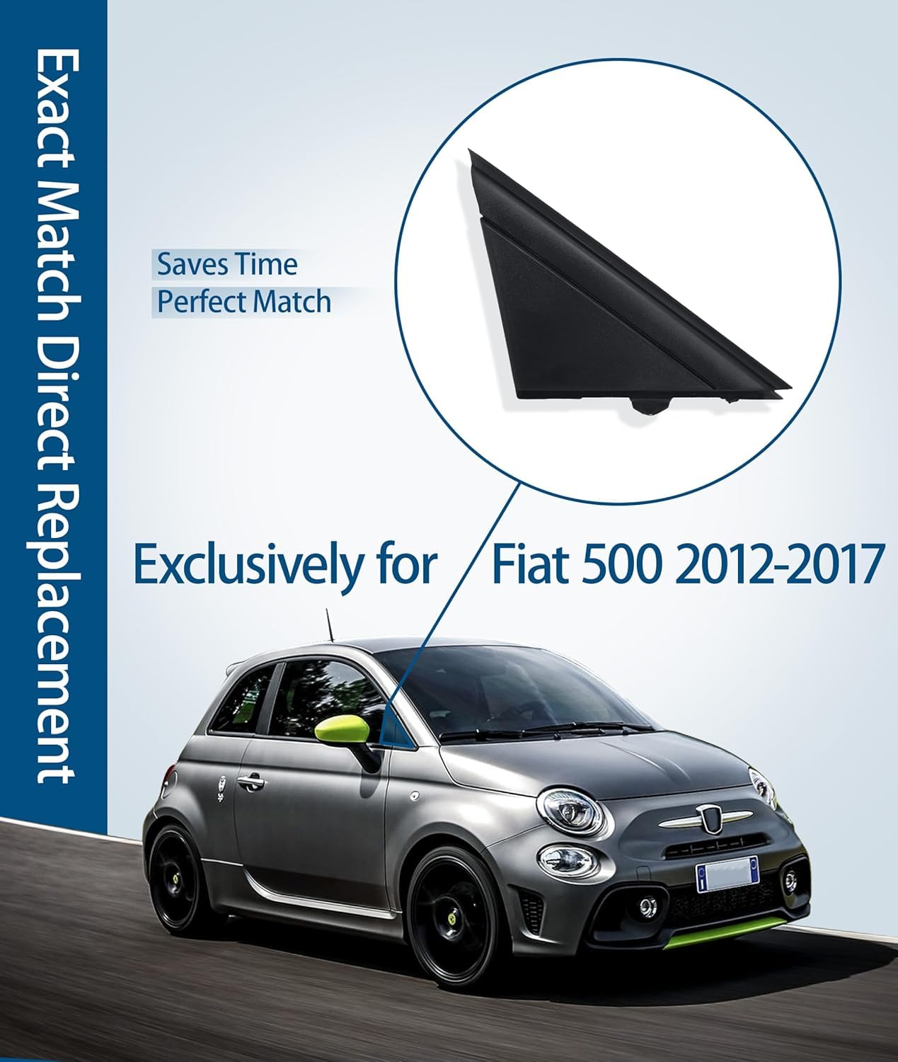 Coppia finiture bandiera specchietto retrovisore portiera,nero opaco per Fiat 500 2012-2017, 1SH17KX7AA,decorazione bandiera specchietto retrovisore porta lato,sinistra/destra per driver e passeggero