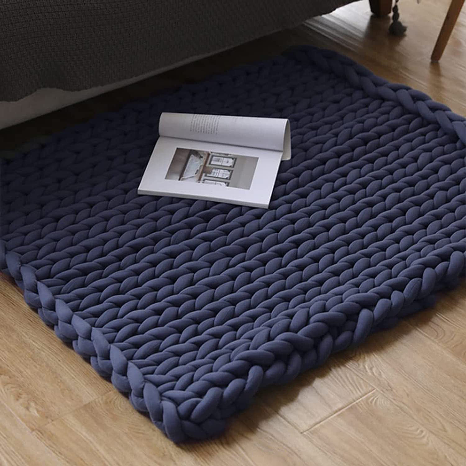 GULAKY Filato di cotone grosso tubo di filato super morbido spesso per lavori a maglia fai da te fatti a mano coperta di lana merino, decorazione alternativa per la casa, blu navy, 2,3 kg (8200 g)