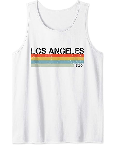 LA Los Angeles Area Code Vintage Retro Stripes Tank Top