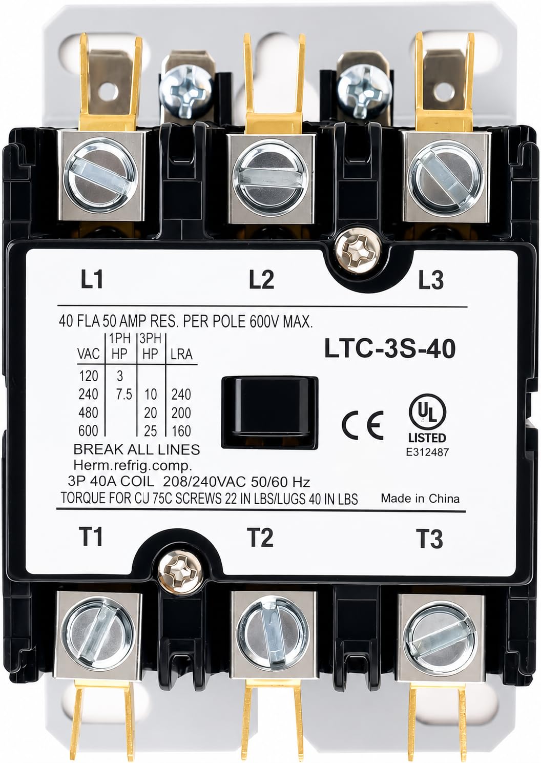 Photo 1 of [UL Listed] BlueStars Ultra Durable 3 Pole FLA Contactor 40 Amp 240 VAC Coil Condenser Definite Purpose Contactor - Compatible for Relays, Air Conditioner, Heat Pump, Refrigeration Systems