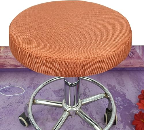 Miniatura 4 de Funda de taburete redonda de 16 pulgadas en lino con fundas de asiento redondas antideslizantes elásticas para taburete de bar #1