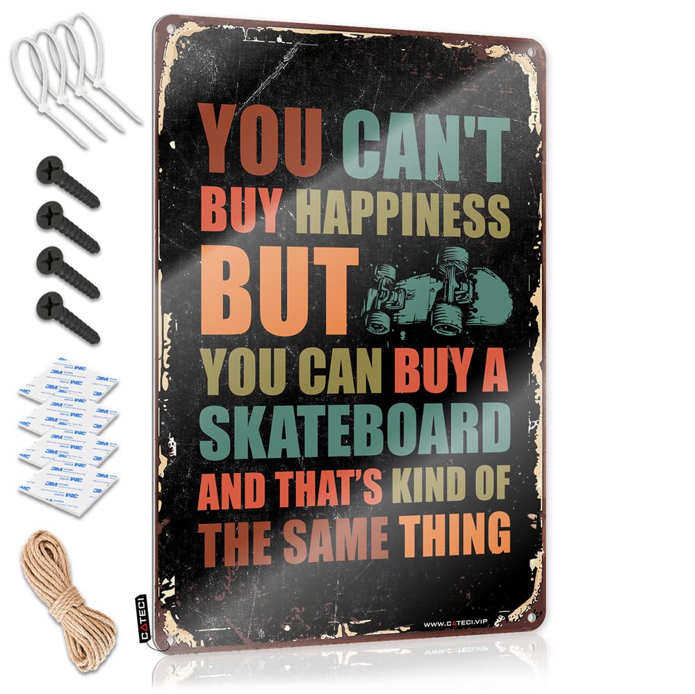 IBWNBBUSN Vintage Signs Metal You Can'T Buy Happiness But Can A Skateboard Sign Bar Man Cave Decor Tin Metal Sign(20X30CM)