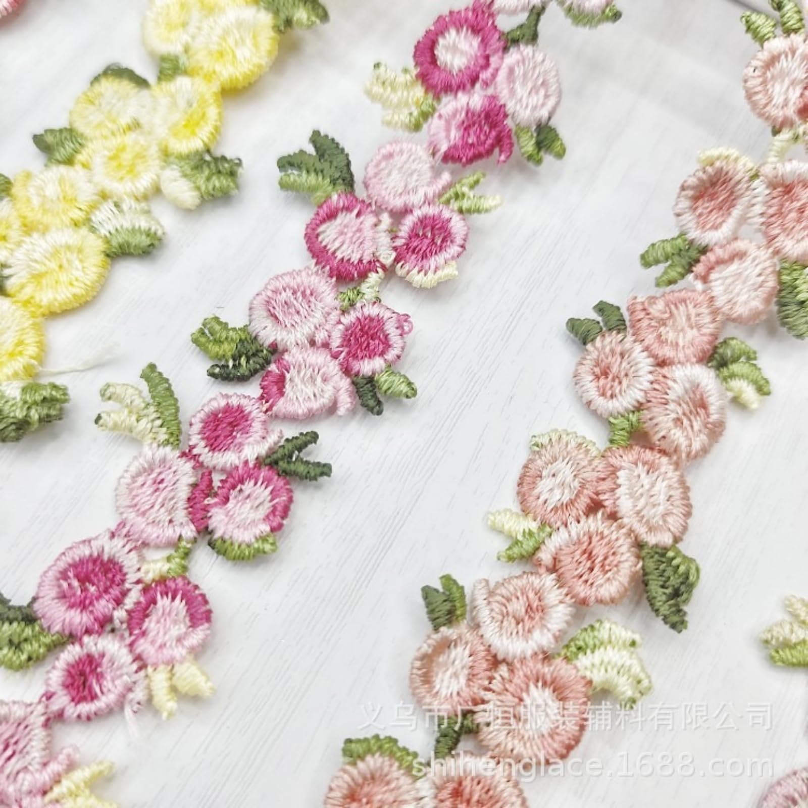 1/7 szt., 1 cm x 15 jardów, róża, obszycie kwiatowe, 5 kolorów, dekoracja z koronką kwiatową, haftowane lamówki do aplikacji ślubnych, szycia, rzemiosła, zasłony, lalek (7 kolorów)