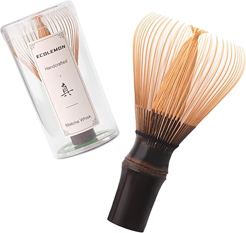 Shin Chasen (1 pieza), batidor de matcha hecho a mano, batidor de bambú para té matcha, bambú oscuro Chasen, cepillo matcha Wisk mezclador batidor