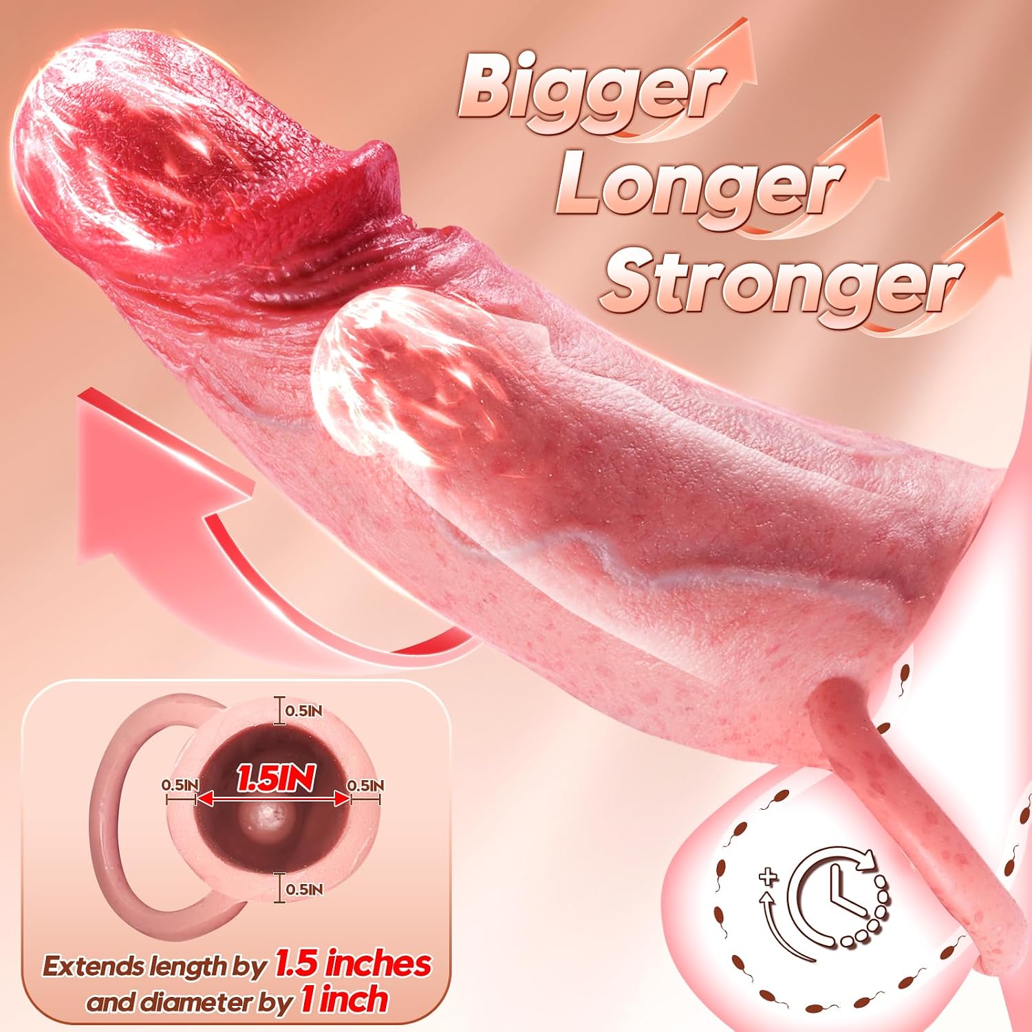 Penis Sleeve Cock Sleeve-6.1" Realistic Silicone Dildo Adult Male Sex Toys for Men,Penis Extender Sex Tools with Life-Like Vein Texture & Anatomical Detail,Funda para el pene,pennis Sleeves