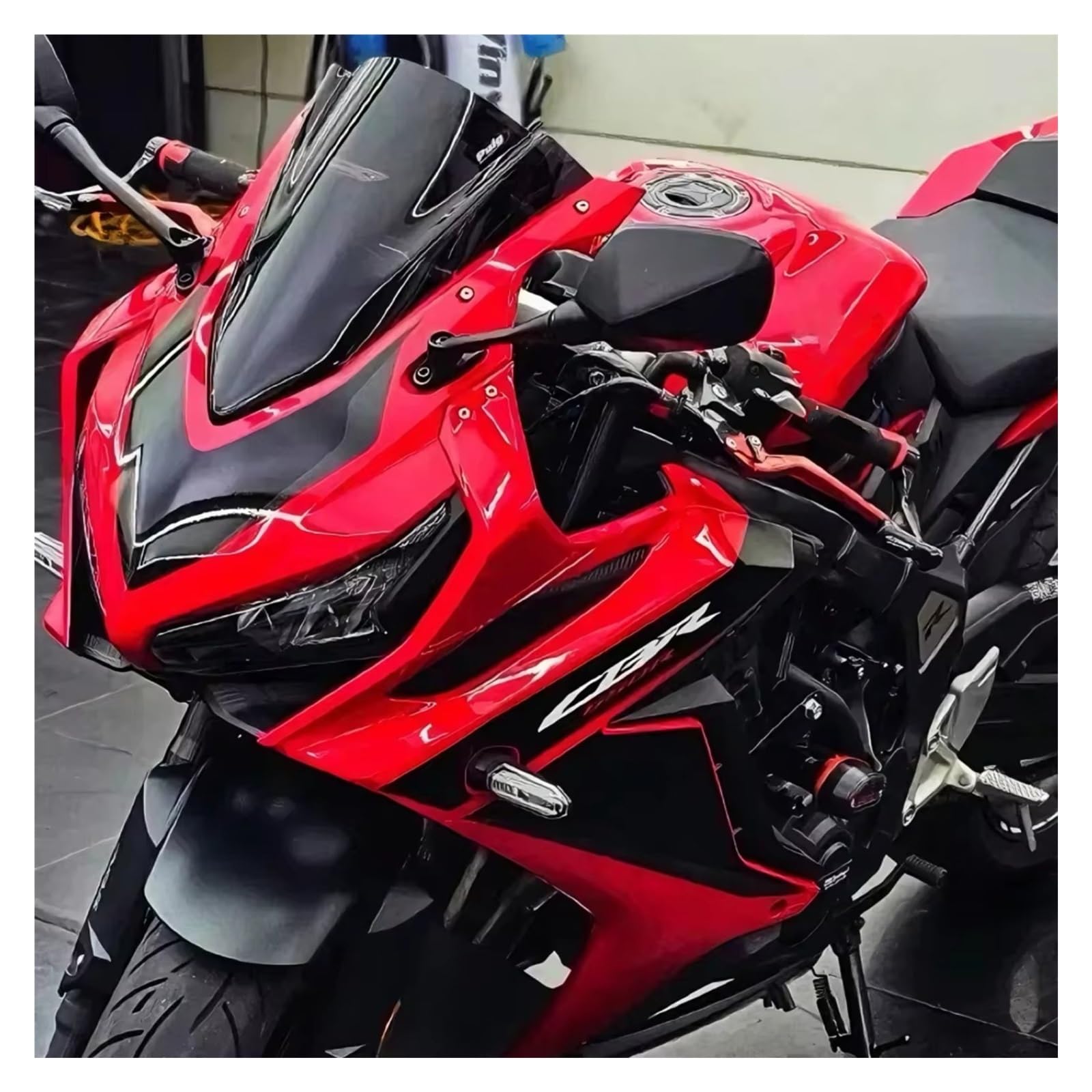 Cúpula moto Compatible Con BR650R Para Cbr650r 2019-2025 Parabrisas Elevado Deportivo Alerón Carreras Deflector Viento Cubierta Pantalla Frontal(Black)