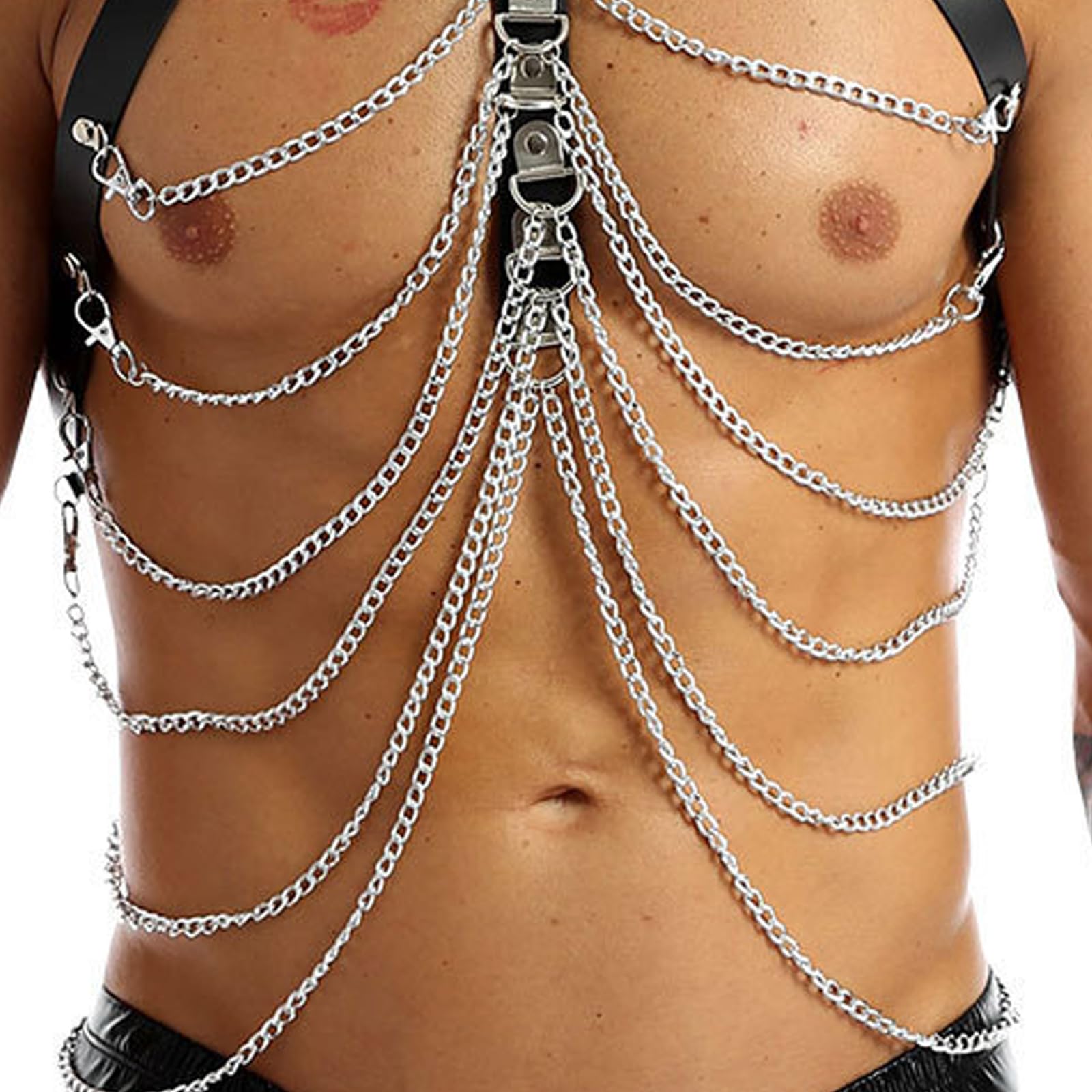 BDSMLOVE Imbracatura in pelle per uomo, Lingerie Sissy per uomo Fetish Intimo sexy, Abbigliamento da festival Intimo gay Lingerie erotica Dessus per sesso maschile