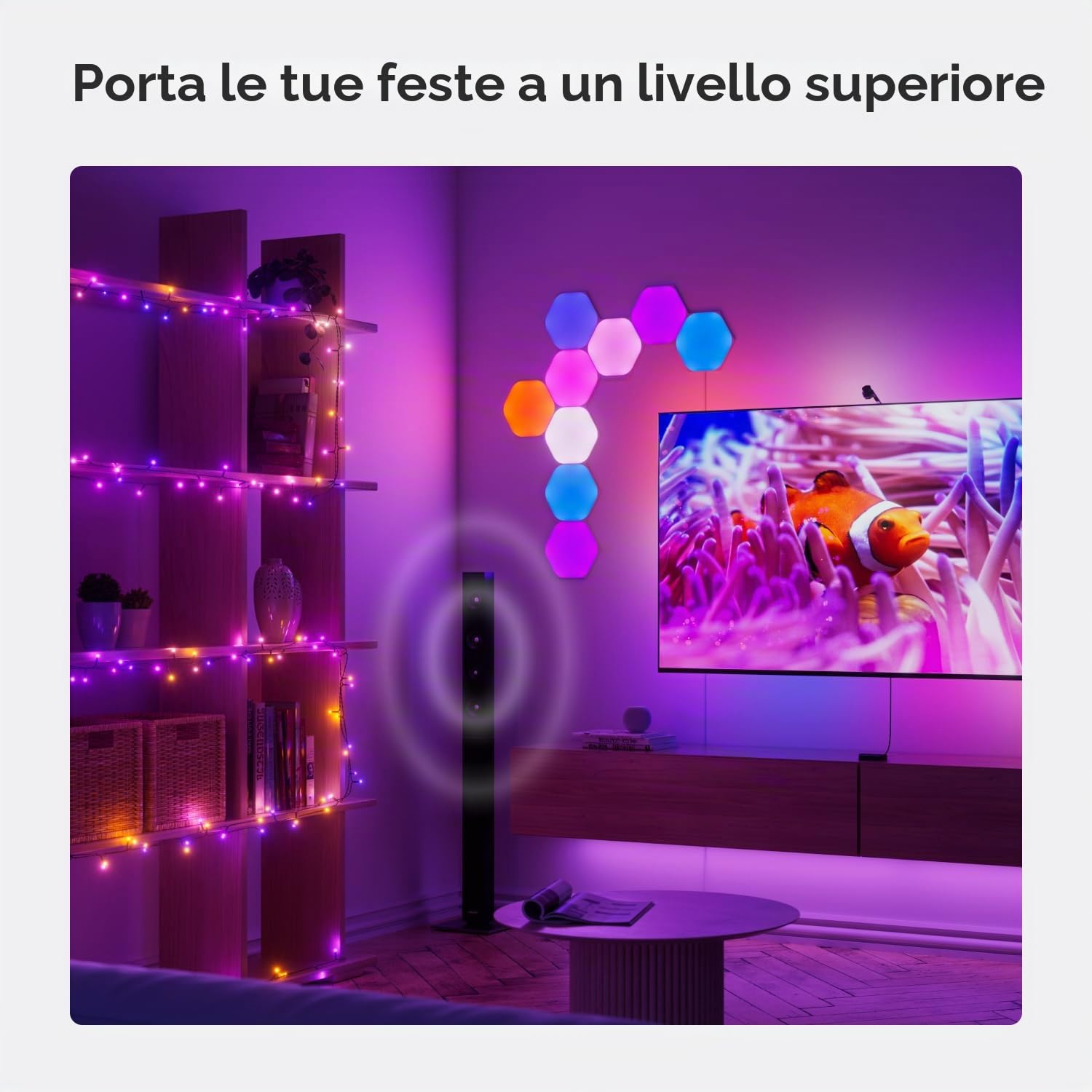 Nanoleaf 24M Smart Luci a stringa collegate con Scena Natalizia, 300 LED RGBIC indirizzabili, Interno & Esterno, Musical Sync, Matter sopra WiFi, Controllo tramite App, Voce (Alexa Apple Google Home)