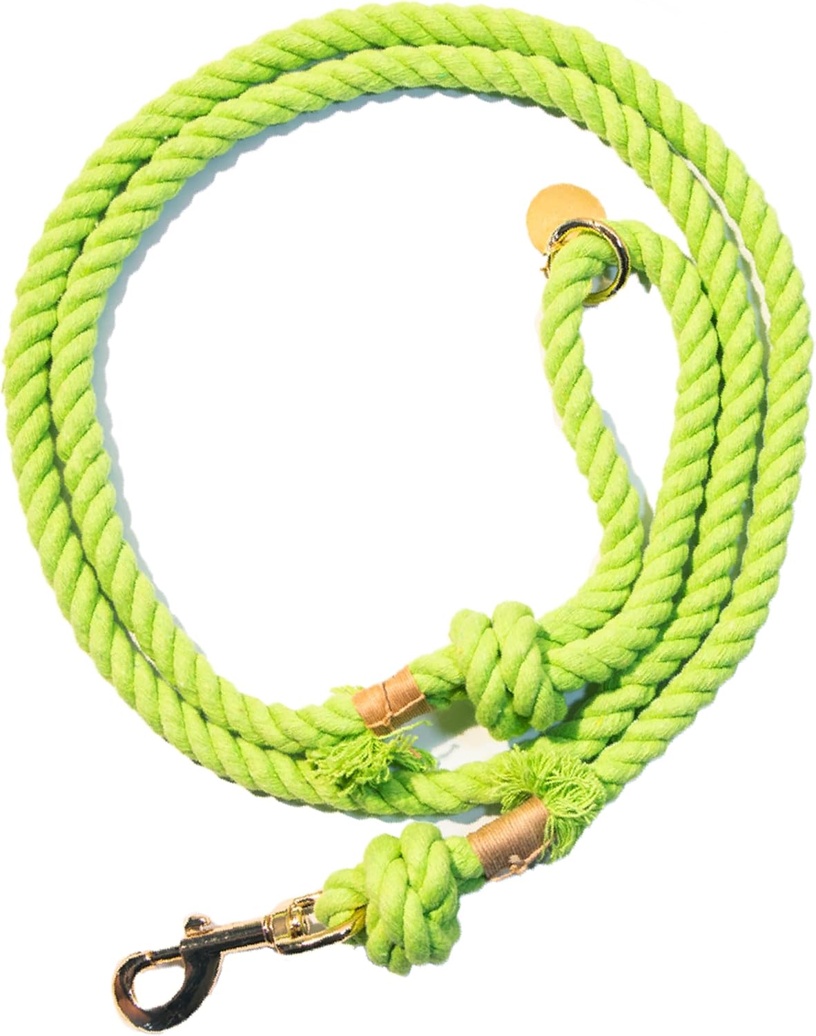 Glow Pups Dog Leash, Handmade Caribbean Cotton Rope Dog Leash with Strong 3" Clasp, Great for Small, Medium, Large Dogs, Stylish Unique Design, 5 Foot, Bright Green