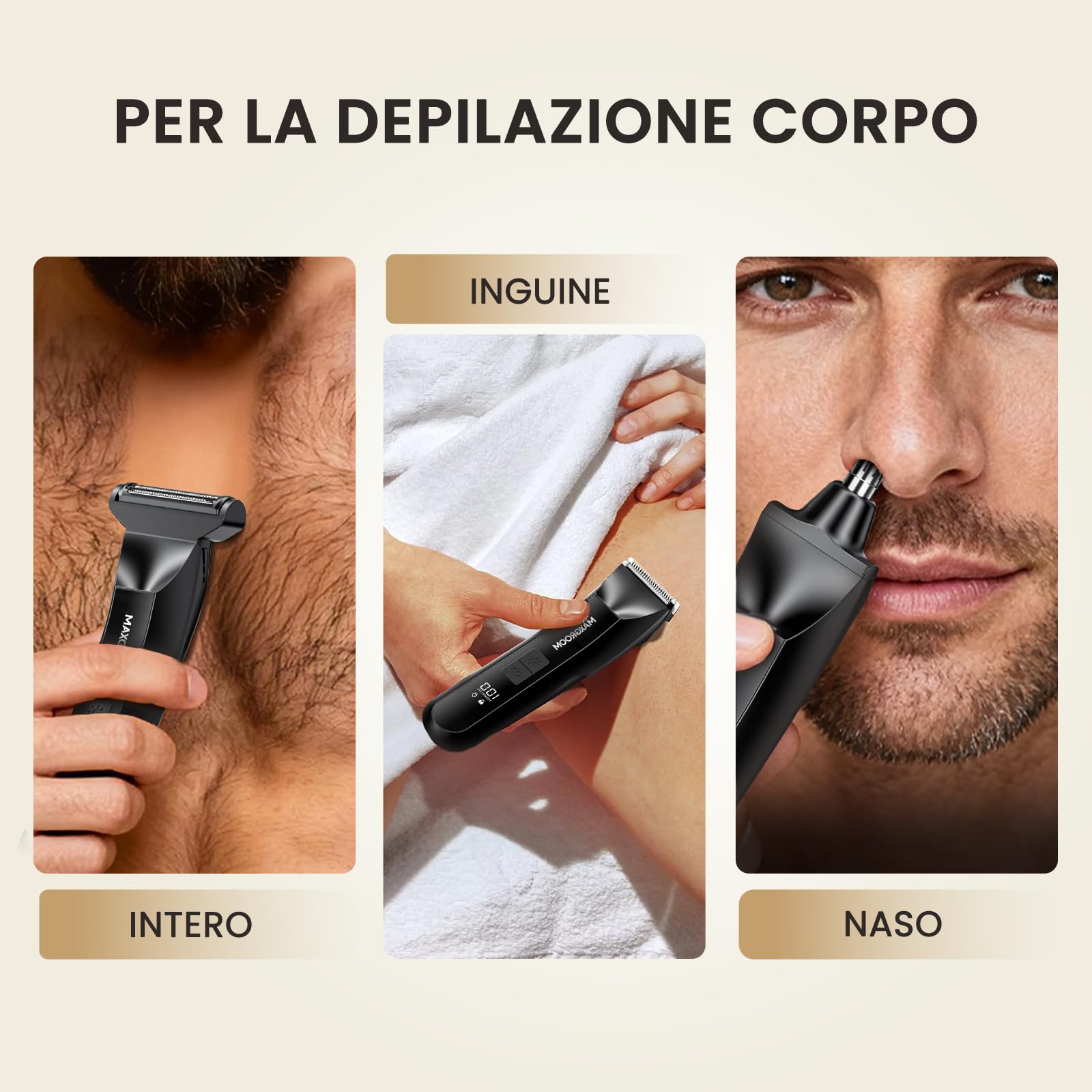 MAXGROOM 3 IN 1 Rasierer Herren Elektrisch für Intimbereich,IPX7