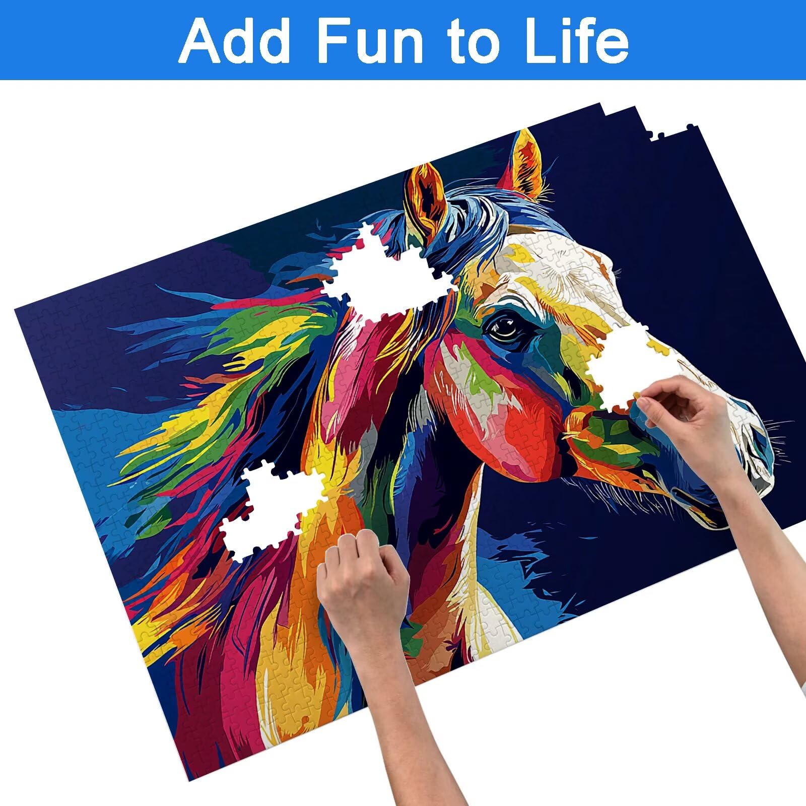 Puzzle 3000 Pezzi Cavallo, Puzzle Animale 3000 Pezzi Arte per Adulti e Bambini, Misura: 122x81 cm, Puzzles Legno per Adulti con Squisita Scatola di Imballaggio, Idea Regalo Donna, Regalo Uomo, -9191