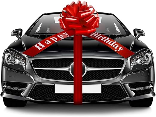 Big Happy Birthday Car Bow Large Decorative Gift Wrapping Giant Pull Ribbon Bow for Birthday Christmas Party Decoration(20 Inches,Red)