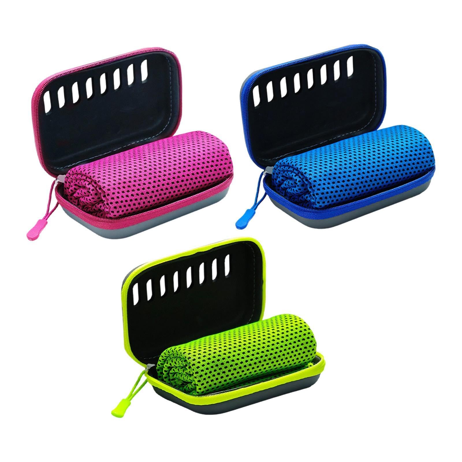 HEAVENGLOW 3Pcs Gym Ice Towels with Case Sports Cooling Towels for Travel Exercise Rose Red Blue Green-Sporting Goods-Fitness Running & Yoga-Fitness Equipment & Gear-Gym Towels-image-1