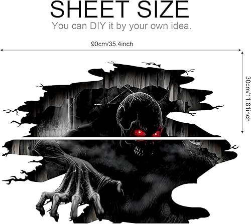 Miniatura 3 de Calcomanías de pared 3D de Halloween, calcomanías de suelo de Halloween, calcomanías de pared aterradoras para dormitorio, calcomanías de PVC