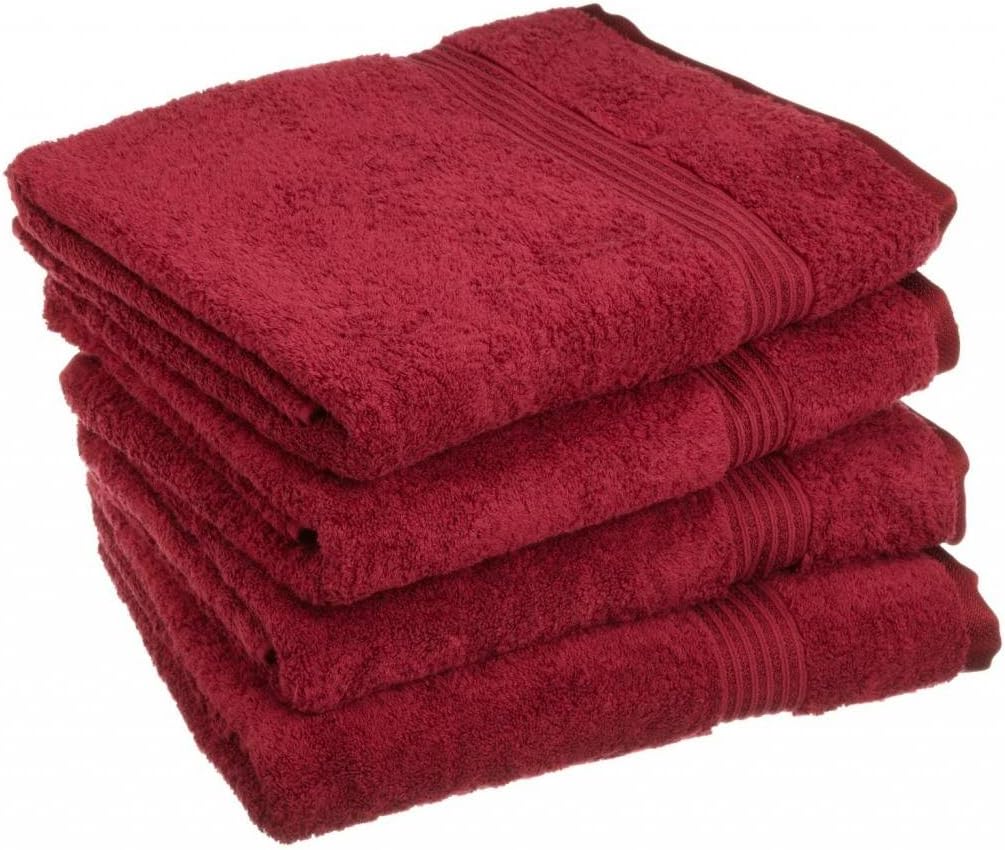 Luxury Spa Collection - 4 Piece Hand Towel Set - 100% Cotton, BURGUNDY