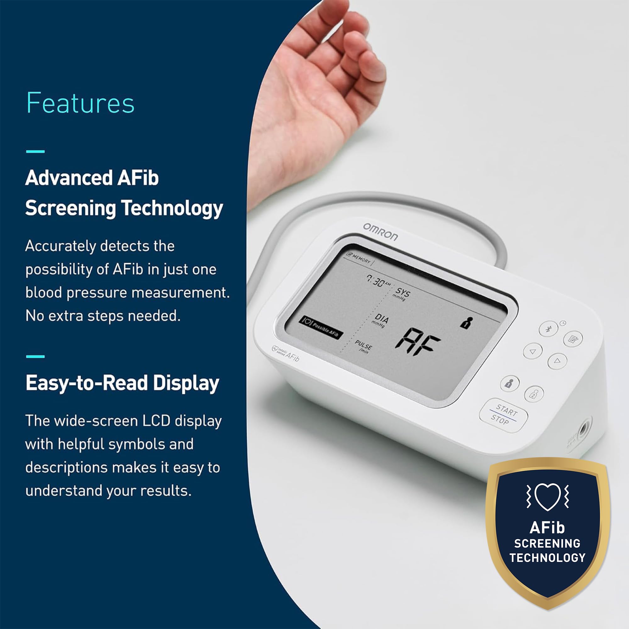 OMRON Gold Blood Pressure Monitor for Home Use & Upper Arm Blood Pressure Cuff - #1 Doctor & Pharmacist Recommended Brand - Clinically Validated - AFib Detection - Connect App