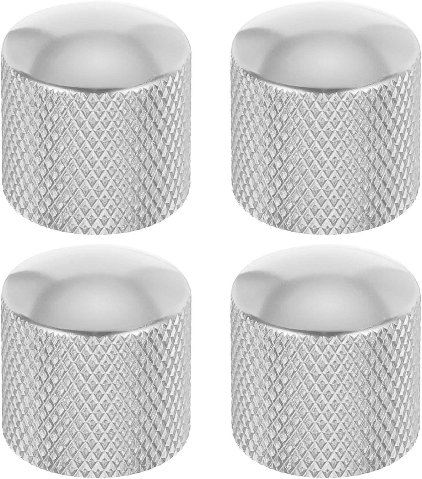 - MECCANIXITY 4Pcs Aluminum Guitar Knobs Shaft Volume/Tone Silver Control Knobs CNC Machined Knurled Design for Electric Guitar Bass Audio Tuning Replacement