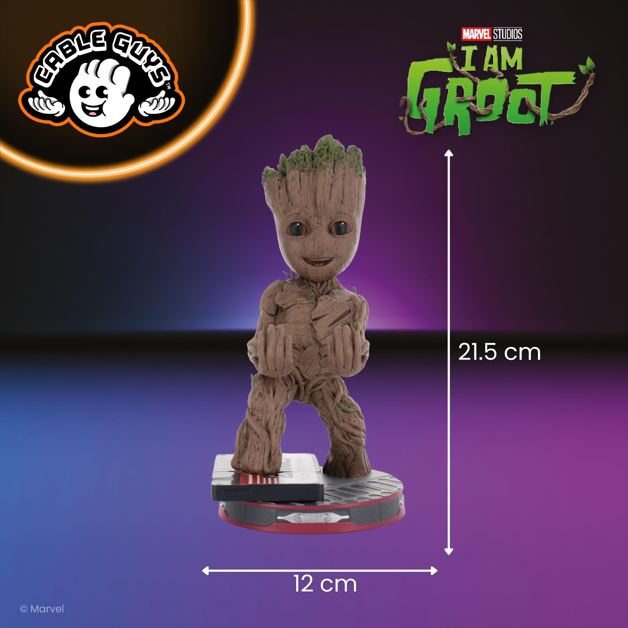 Cableguys Marvel Smiley Toddler Groot Soporte Mando y Movil - Figuras Soporte para movil y Mando, Compatible con Xbox, PlayStation y la mayoría de mandos estándar, Accesorios Escritorio Gaming
