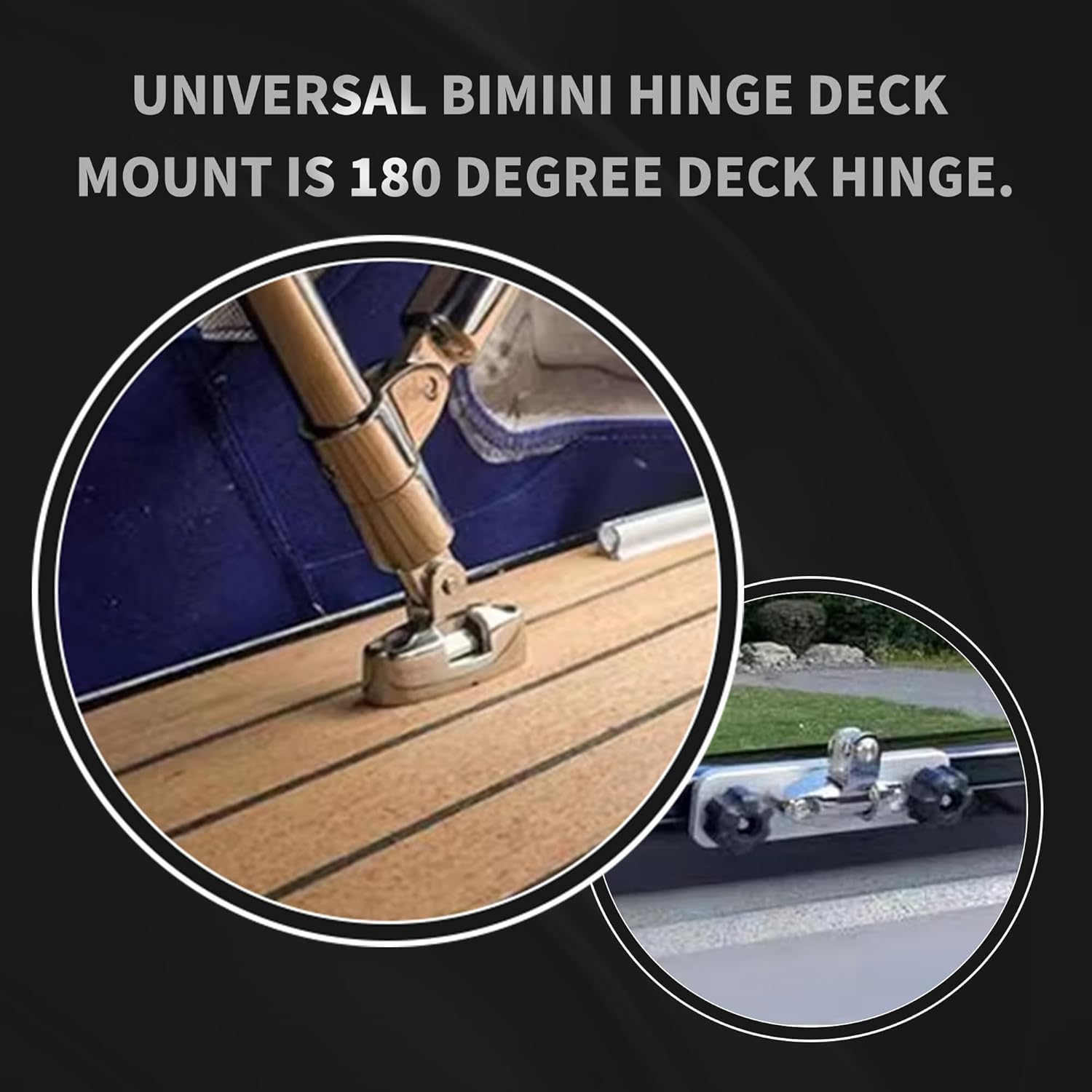 Bimini Top Swivel Deck Hinge with Removable Pin Stainless Steel 316 Marine Grade 180 Degree Adjustable Bimini Top Hardware Swivel Side Mount Quick Release Hinge with Screws