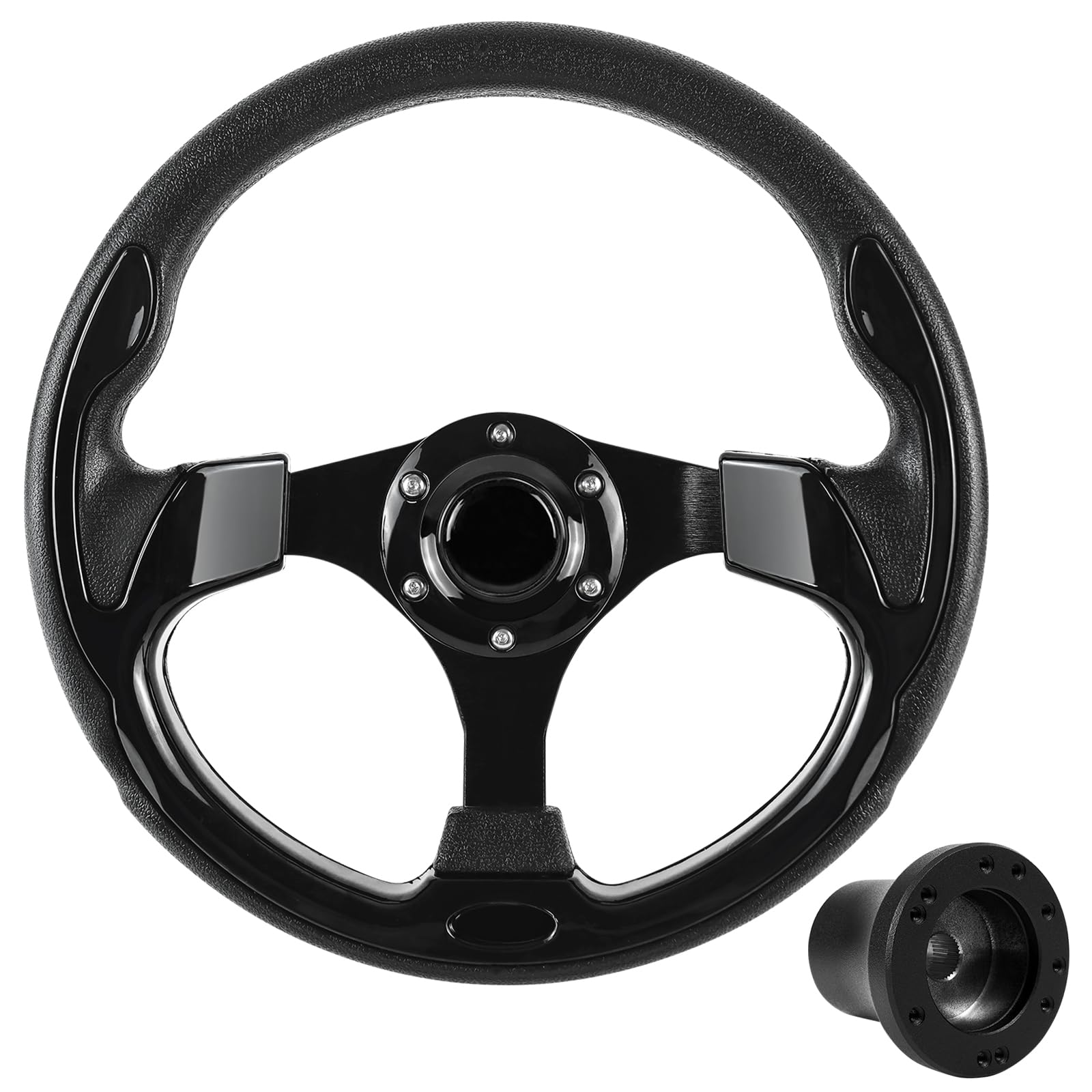 VOONKE Golf Cart Steering Wheel and Golf Adapter for Club Car DS Golf Carts Bundle-(5156BLACK)