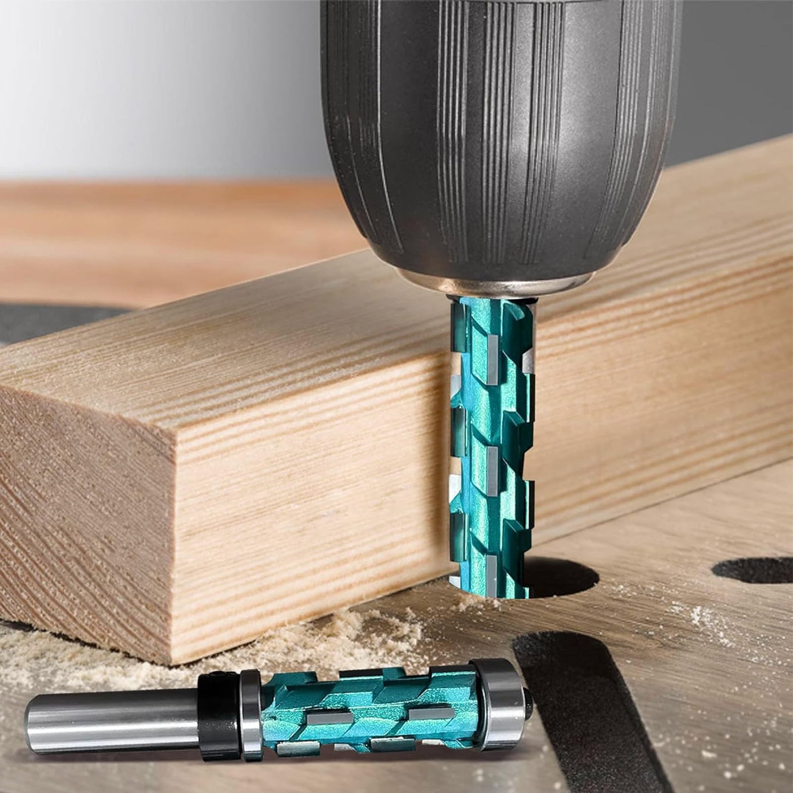 Flush Trint Routeter Bit 1/2 calowy materiał węgla z węglikiem podwójnym łożyskiem spiralny trymer do obróbki drewna Projekty 43 mm długość cięcia 19 mm średnica cięcia