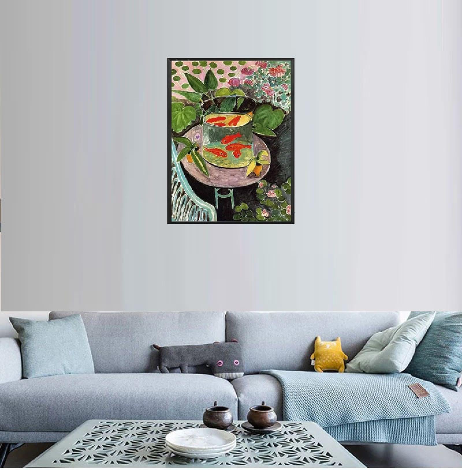 HNKDKJ Henri Matisse, berühmtes Werk, Retro-Poster, abstrakte, farbenfrohe Landschaft, Leinwandbild, Wandkunst, gerahmt und fertig zum Aufhängen, 50 x 60 cm/20 x 24 Zoll, mit schwarzem Rahmen